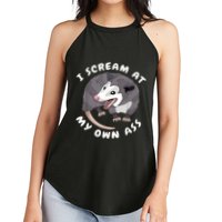 Funny Possum I Scream At My Own Trash Cat Opossum Meme Women's Perfect Tri Rocker Tank