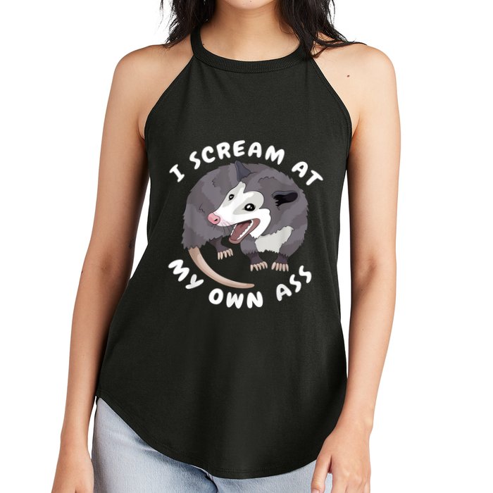 Funny Possum I Scream At My Own Trash Cat Opossum Meme Women's Perfect Tri Rocker Tank