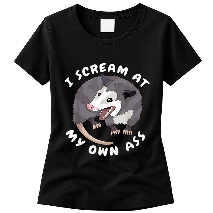 Funny Possum I Scream At My Own Trash Cat Opossum Meme Womens T-Shirt
