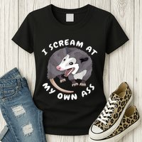 Funny Possum I Scream At My Own Trash Cat Opossum Meme Womens T-Shirt