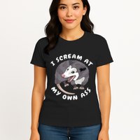 Funny Possum I Scream At My Own Trash Cat Opossum Meme Womens T-Shirt