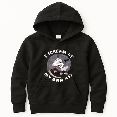 Funny Possum I Scream At My Own Trash Cat Opossum Meme Kids Hoodie