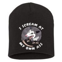 Funny Possum I Scream At My Own Trash Cat Opossum Meme Short Acrylic Beanie