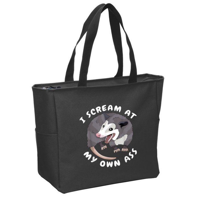 Funny Possum I Scream At My Own Trash Cat Opossum Meme Zip Tote Bag