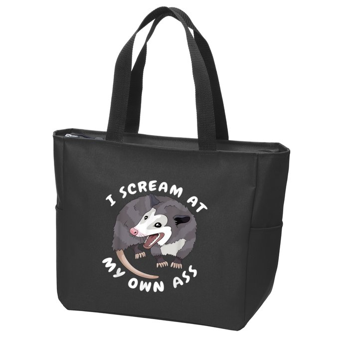 Funny Possum I Scream At My Own Trash Cat Opossum Meme Zip Tote Bag