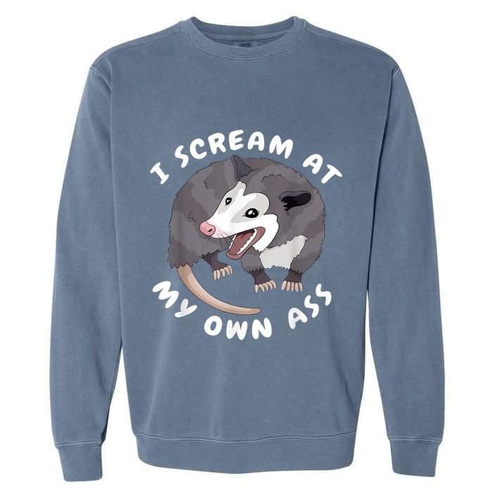 Funny Possum I Scream At My Own Trash Cat Opossum Meme Garment-Dyed Sweatshirt
