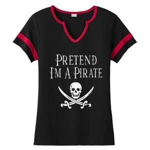 Fun Pretend I'm A Pirate Lazy Halloween Costume Skull Swords Ladies Halftime Notch Neck Tee