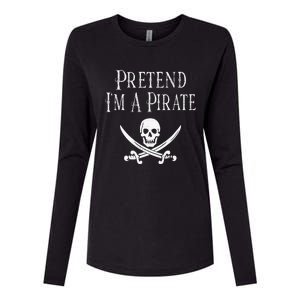 Fun Pretend I'm A Pirate Lazy Halloween Costume Skull Swords Womens Cotton Relaxed Long Sleeve T-Shirt