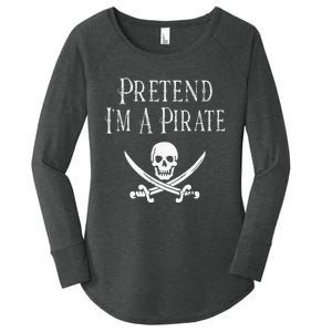 Fun Pretend I'm A Pirate Lazy Halloween Costume Skull Swords Women's Perfect Tri Tunic Long Sleeve Shirt