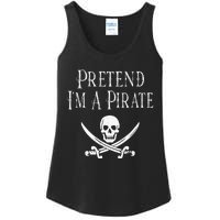 Fun Pretend I'm A Pirate Lazy Halloween Costume Skull Swords Ladies Essential Tank