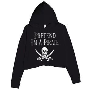 Fun Pretend I'm A Pirate Lazy Halloween Costume Skull Swords Crop Fleece Hoodie