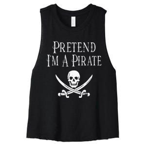 Fun Pretend I'm A Pirate Lazy Halloween Costume Skull Swords Women's Racerback Cropped Tank