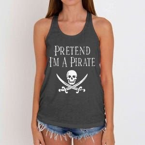 Fun Pretend I'm A Pirate Lazy Halloween Costume Skull Swords Women's Knotted Racerback Tank