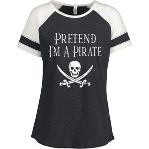 Fun Pretend I'm A Pirate Lazy Halloween Costume Skull Swords Enza Ladies Jersey Colorblock Tee