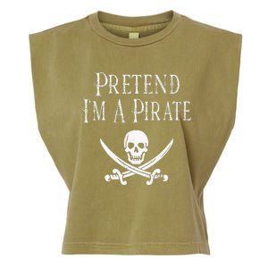 Fun Pretend I'm A Pirate Lazy Halloween Costume Skull Swords Garment-Dyed Women's Muscle Tee