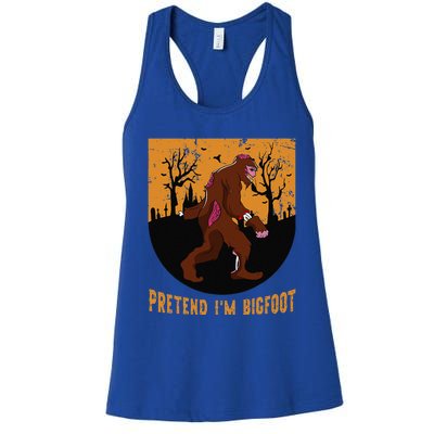 Funny Pretend Im Bigfoot Halloween Bigfoot Costume Gift Cute Women's Racerback Tank