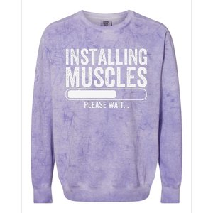 Funny Panda Installing Muscles Please Wait Gym Fitness Colorblast Crewneck Sweatshirt