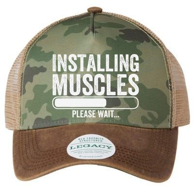 Funny Panda Installing Muscles Please Wait Gym Fitness Legacy Tie Dye Trucker Hat
