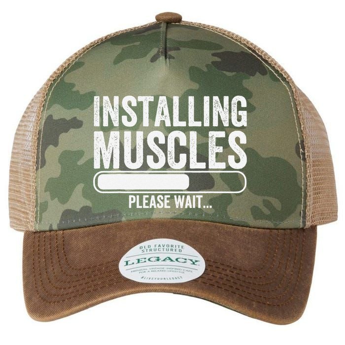 Funny Panda Installing Muscles Please Wait Gym Fitness Legacy Tie Dye Trucker Hat