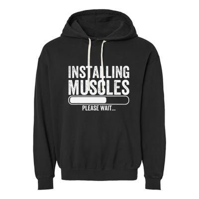 Funny Panda Installing Muscles Please Wait Gym Fitness Garment-Dyed Fleece Hoodie