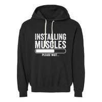 Funny Panda Installing Muscles Please Wait Gym Fitness Garment-Dyed Fleece Hoodie