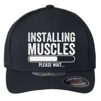 Funny Panda Installing Muscles Please Wait Gym Fitness Flexfit Unipanel Trucker Cap