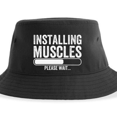 Funny Panda Installing Muscles Please Wait Gym Fitness Sustainable Bucket Hat