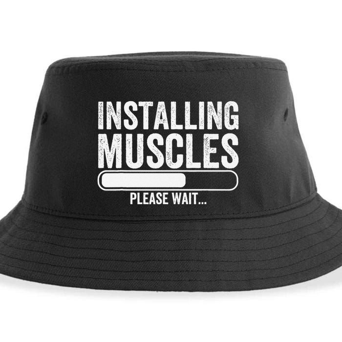 Funny Panda Installing Muscles Please Wait Gym Fitness Sustainable Bucket Hat