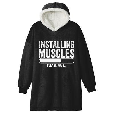 Funny Panda Installing Muscles Please Wait Gym Fitness Hooded Wearable Blanket