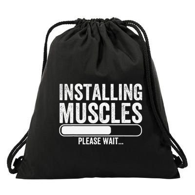 Funny Panda Installing Muscles Please Wait Gym Fitness Drawstring Bag