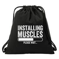 Funny Panda Installing Muscles Please Wait Gym Fitness Drawstring Bag