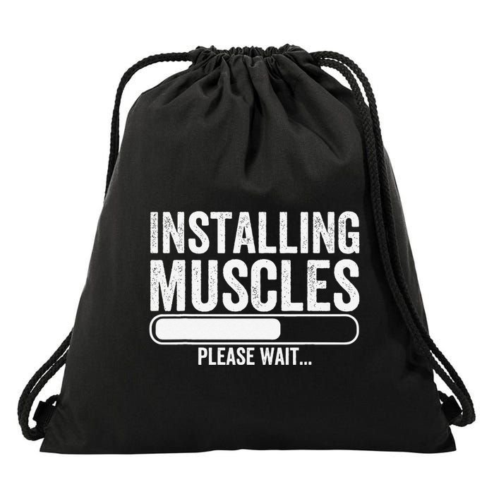 Funny Panda Installing Muscles Please Wait Gym Fitness Drawstring Bag