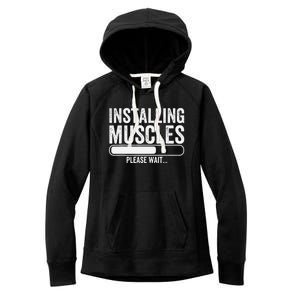 Funny Panda Installing Muscles Please Wait Gym Fitness Women's Fleece Hoodie