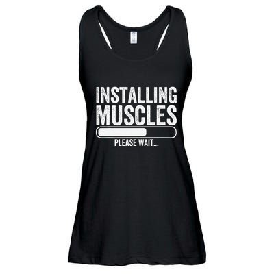 Funny Panda Installing Muscles Please Wait Gym Fitness Ladies Essential Flowy Tank