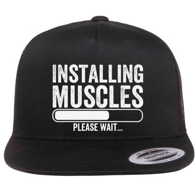 Funny Panda Installing Muscles Please Wait Gym Fitness Flatbill Hat