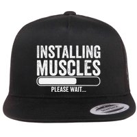 Funny Panda Installing Muscles Please Wait Gym Fitness Flatbill Hat