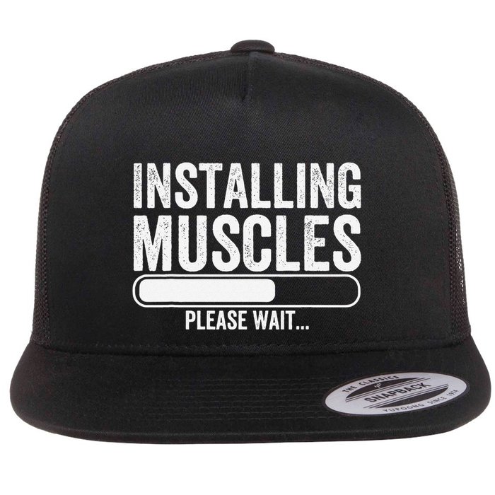 Funny Panda Installing Muscles Please Wait Gym Fitness Flatbill Hat
