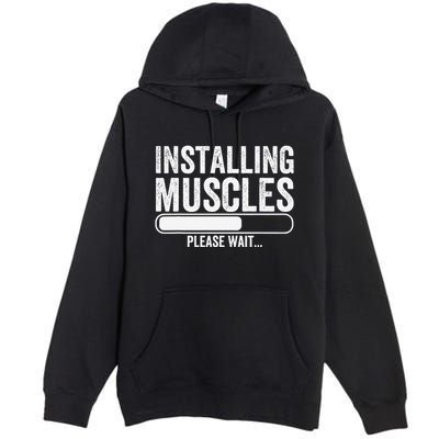 Funny Panda Installing Muscles Please Wait Gym Fitness Premium Pullover Hoodie