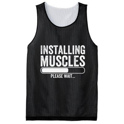 Funny Panda Installing Muscles Please Wait Gym Fitness Mesh Reversible Basketball Jersey Tank