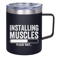 Funny Panda Installing Muscles Please Wait Gym Fitness 12oz Stainless Steel Coffee Mug
