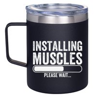 Funny Panda Installing Muscles Please Wait Gym Fitness 12oz Stainless Steel Coffee Mug