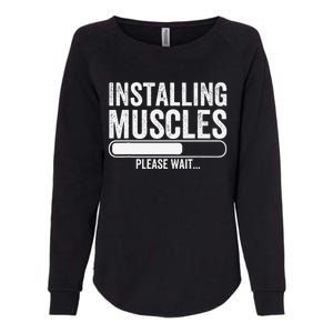 Funny Panda Installing Muscles Please Wait Gym Fitness Womens California Wash Sweatshirt