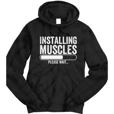 Funny Panda Installing Muscles Please Wait Gym Fitness Tie Dye Hoodie