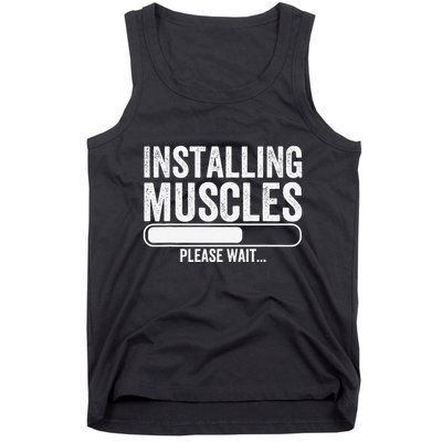 Funny Panda Installing Muscles Please Wait Gym Fitness Tank Top