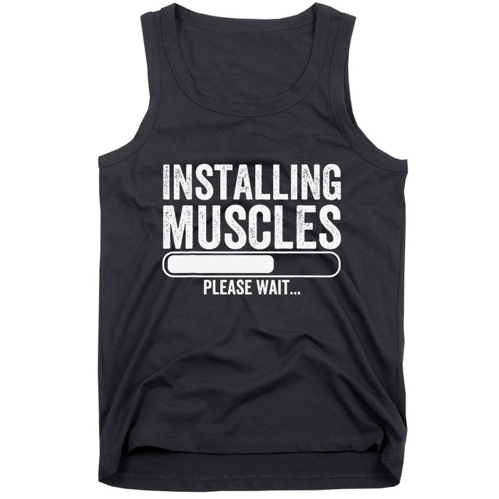 Funny Panda Installing Muscles Please Wait Gym Fitness Tank Top