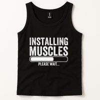 Funny Panda Installing Muscles Please Wait Gym Fitness Tank Top
