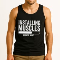 Funny Panda Installing Muscles Please Wait Gym Fitness Tank Top
