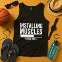Funny Panda Installing Muscles Please Wait Gym Fitness Tank Top