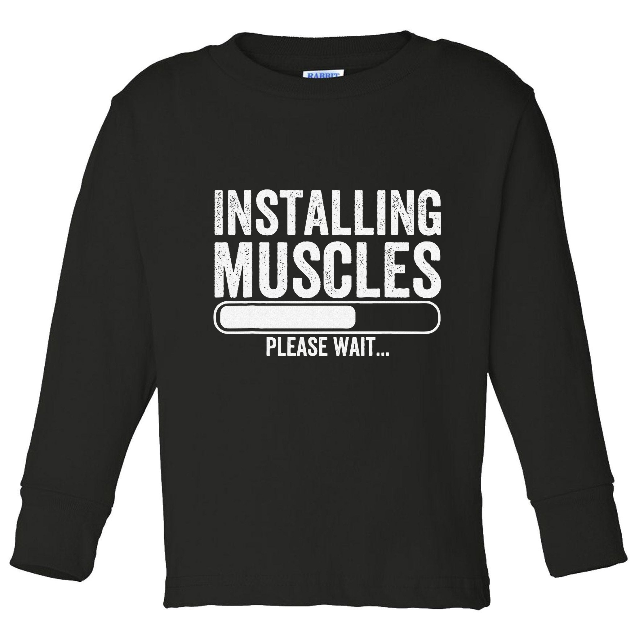 Funny Panda Installing Muscles Please Wait Gym Fitness Toddler Long Sleeve Shirt