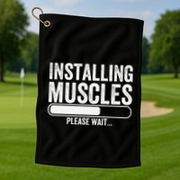 Funny Panda Installing Muscles Please Wait Gym Fitness Golf Towel
